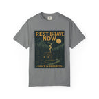 Rest Is Brave Now Vintage Cabin T-Shirt | Faith Outdoor Apparel | Burnout Rest Encouragement Shirt | Moonlit Cabin Tee | Grace In Progress