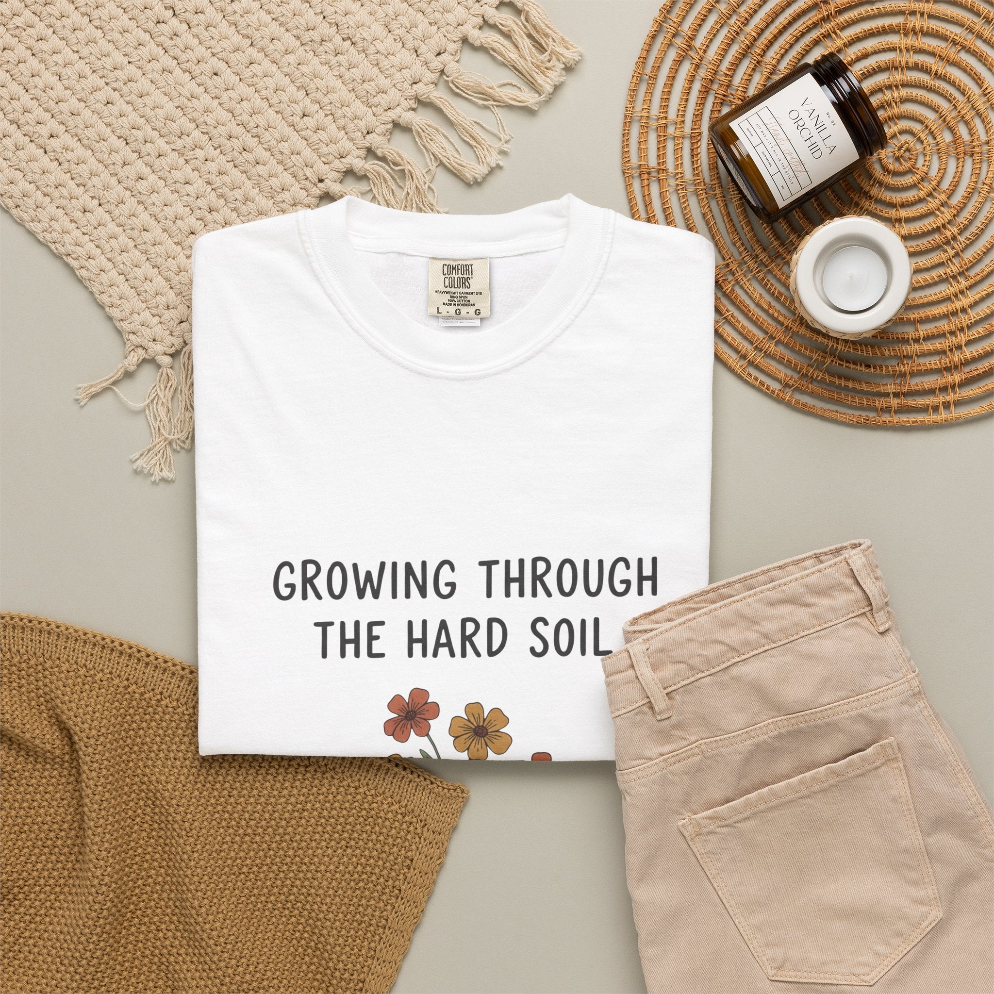 Grace in Progress Faith T-Shirt — Growing Through the Hard Soil — Vintage Terracotta Plant Christian Tee | Healing & Growth Design for Women