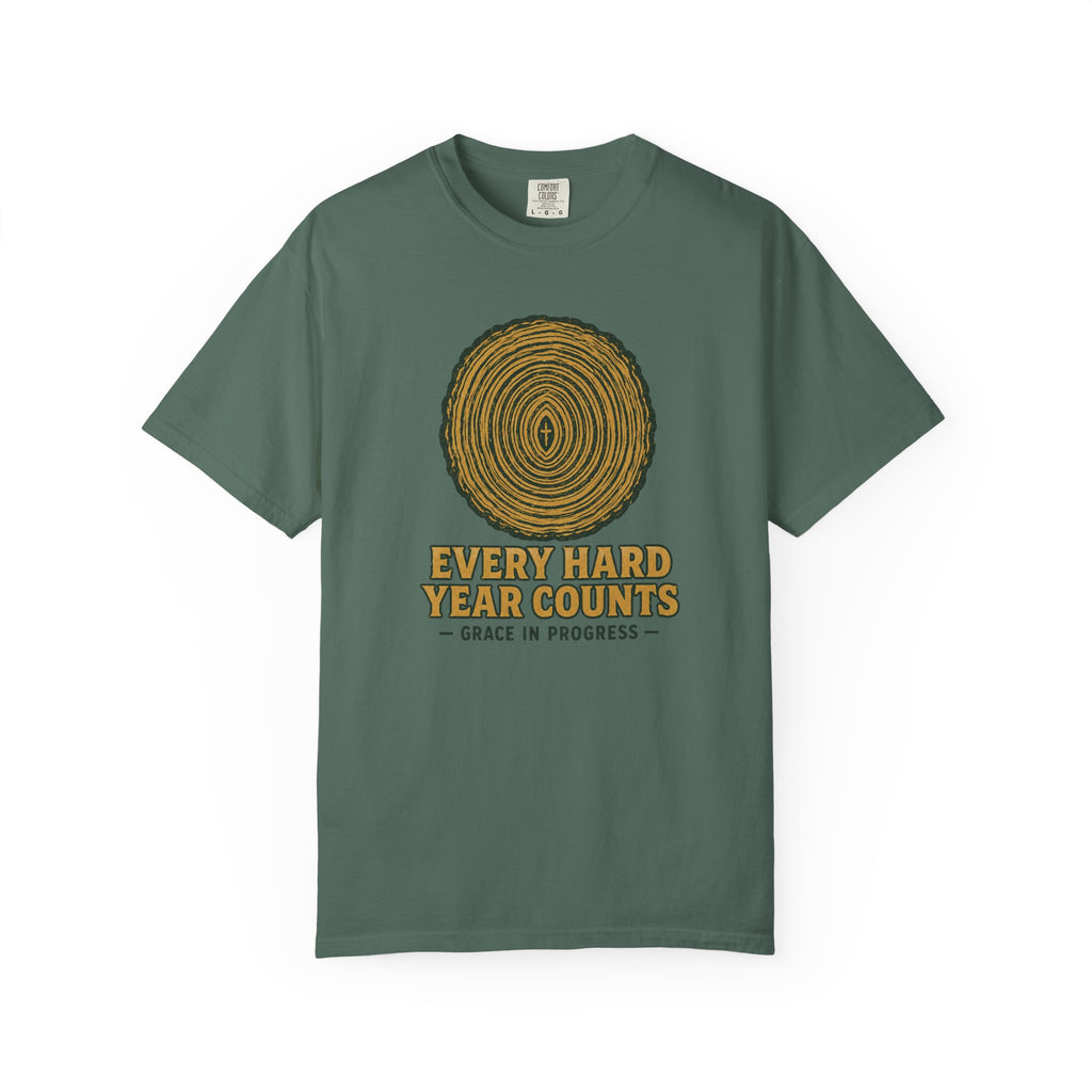 Every Hard Year Counts | Tree Ring Vintage Faith Tee | Grace In Progress | Christian Outdoor Apparel | Growth Resilience Shirt