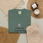 Grace in Progress Christian T-Shirt — Held by Something Much Greater — Vintage Hands & Wildflower Faith Tee | Prayer & Healing Shirt for Women