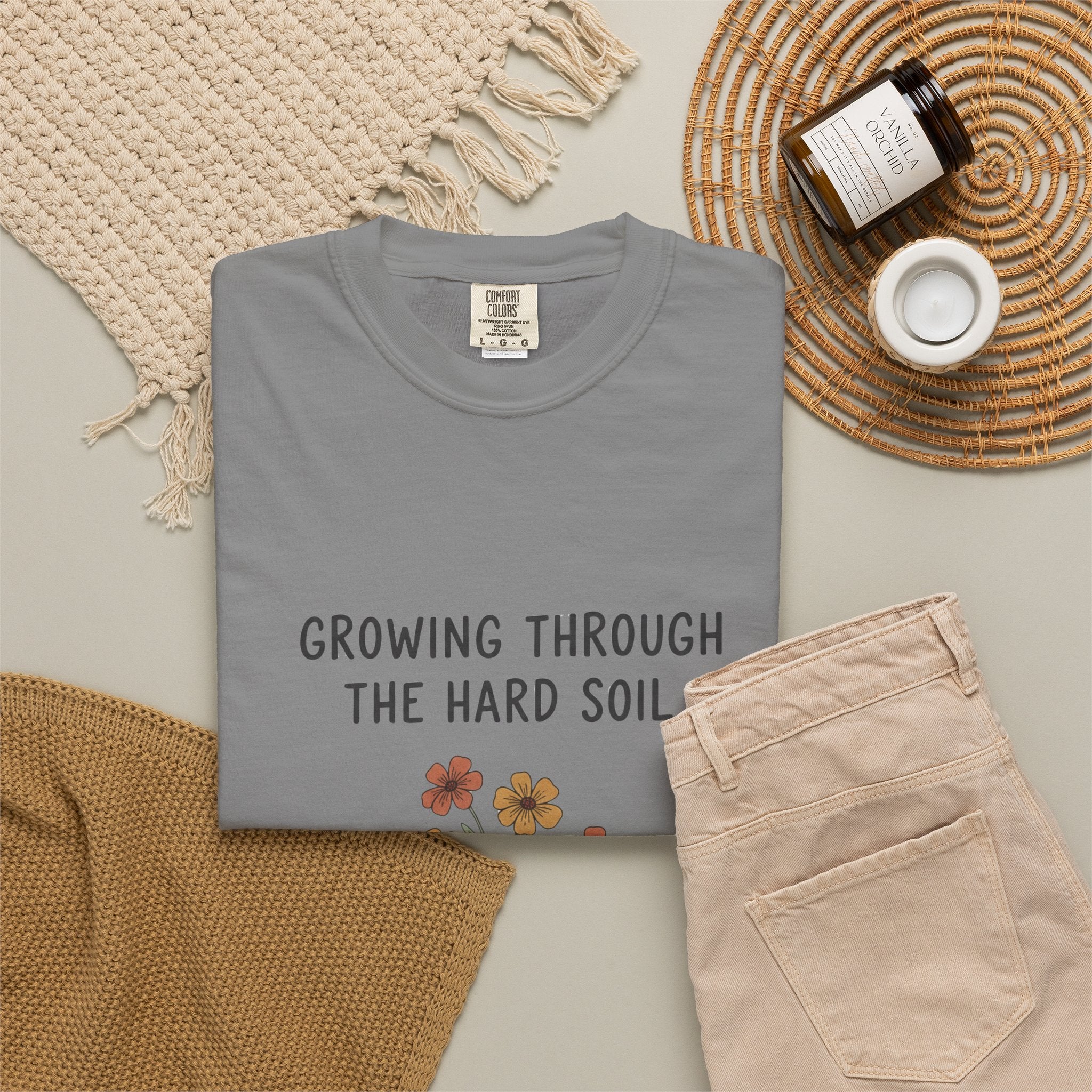 Grace in Progress Faith T-Shirt — Growing Through the Hard Soil — Vintage Terracotta Plant Christian Tee | Healing & Growth Design for Women