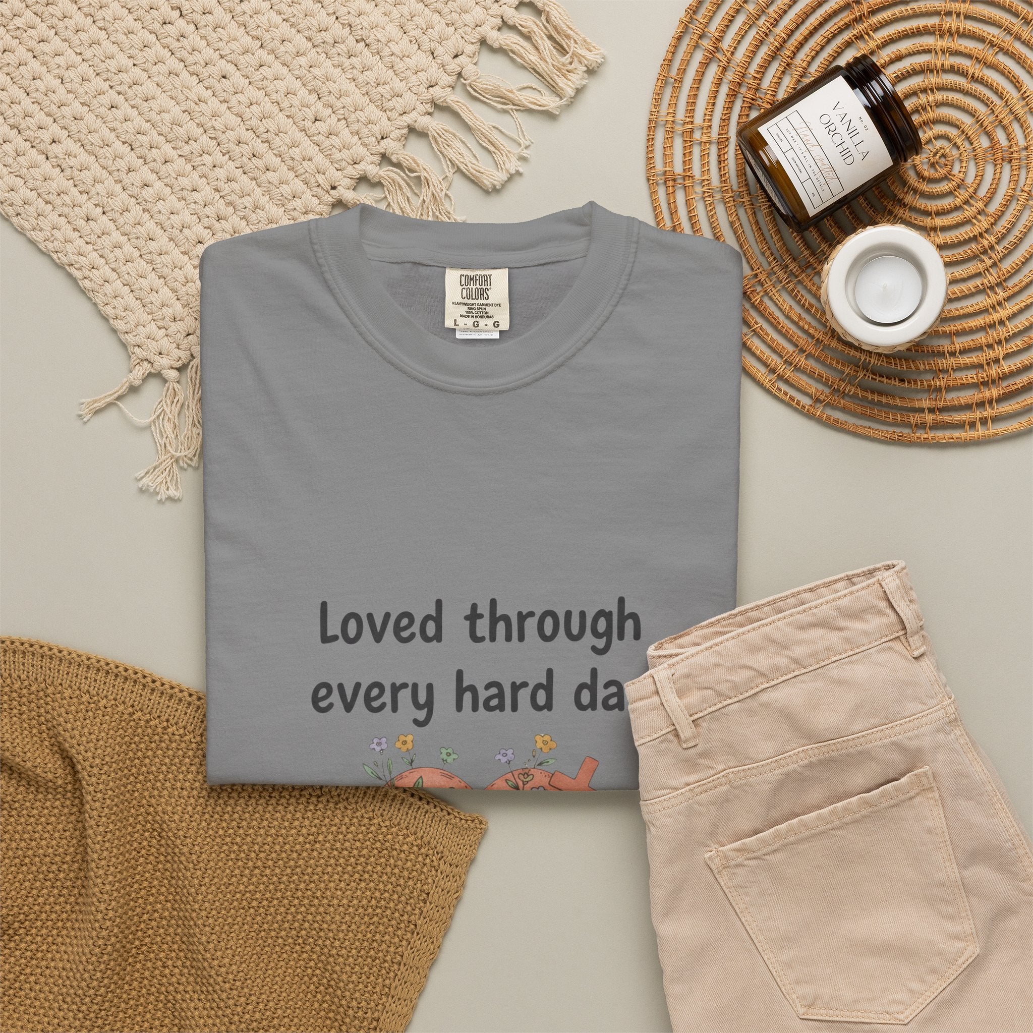 Grace in Progress Christian T-Shirt — Loved Through Every Hard Day — Faith & Mental Health Tee | Bandaged Heart Vintage Illustration