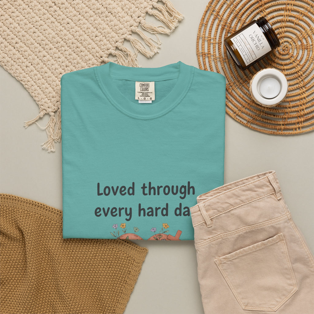 Grace in Progress Christian T-Shirt — Loved Through Every Hard Day — Faith & Mental Health Tee | Bandaged Heart Vintage Illustration
