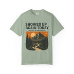 Showed Up Again Today Vintage Mountain T-Shirt | Faith Outdoor Apparel | Hiking Tee | Grace In Progress | Mental Health Encouragement Gift
