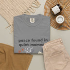 Grace in Progress Anxiety Faith T-Shirt — Peace Found in Quiet Moments — Vintage Christian Tea Mug Tee for Women | Calm Faith Design