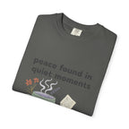 Grace in Progress Anxiety Faith T-Shirt — Peace Found in Quiet Moments — Vintage Christian Tea Mug Tee for Women | Calm Faith Design