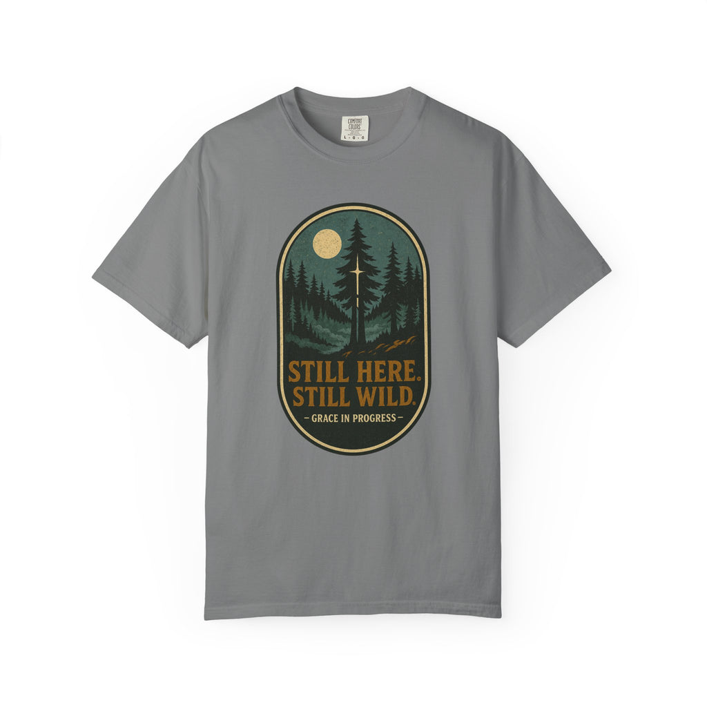 Still Standing After All | Vintage Outdoor Faith T-Shirt | Grace In Progress | Christian Nature Apparel | Grief Recovery Resilience Tee
