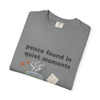 Grace in Progress Anxiety Faith T-Shirt — Peace Found in Quiet Moments — Vintage Christian Tea Mug Tee for Women | Calm Faith Design