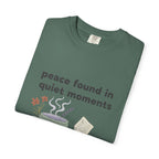 Grace in Progress Anxiety Faith T-Shirt — Peace Found in Quiet Moments — Vintage Christian Tea Mug Tee for Women | Calm Faith Design