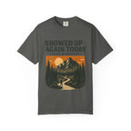 Showed Up Again Today Vintage Mountain T-Shirt | Faith Outdoor Apparel | Hiking Tee | Grace In Progress | Mental Health Encouragement Gift
