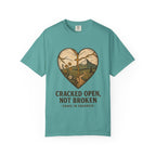 Cracked Open Not Broken Kintsugi Heart T-Shirt | Vintage Outdoor Faith Tee | Healing Journey Gift | Grace In Progress | Mental Health Apparel