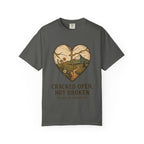 Cracked Open Not Broken Kintsugi Heart T-Shirt | Vintage Outdoor Faith Tee | Healing Journey Gift | Grace In Progress | Mental Health Apparel