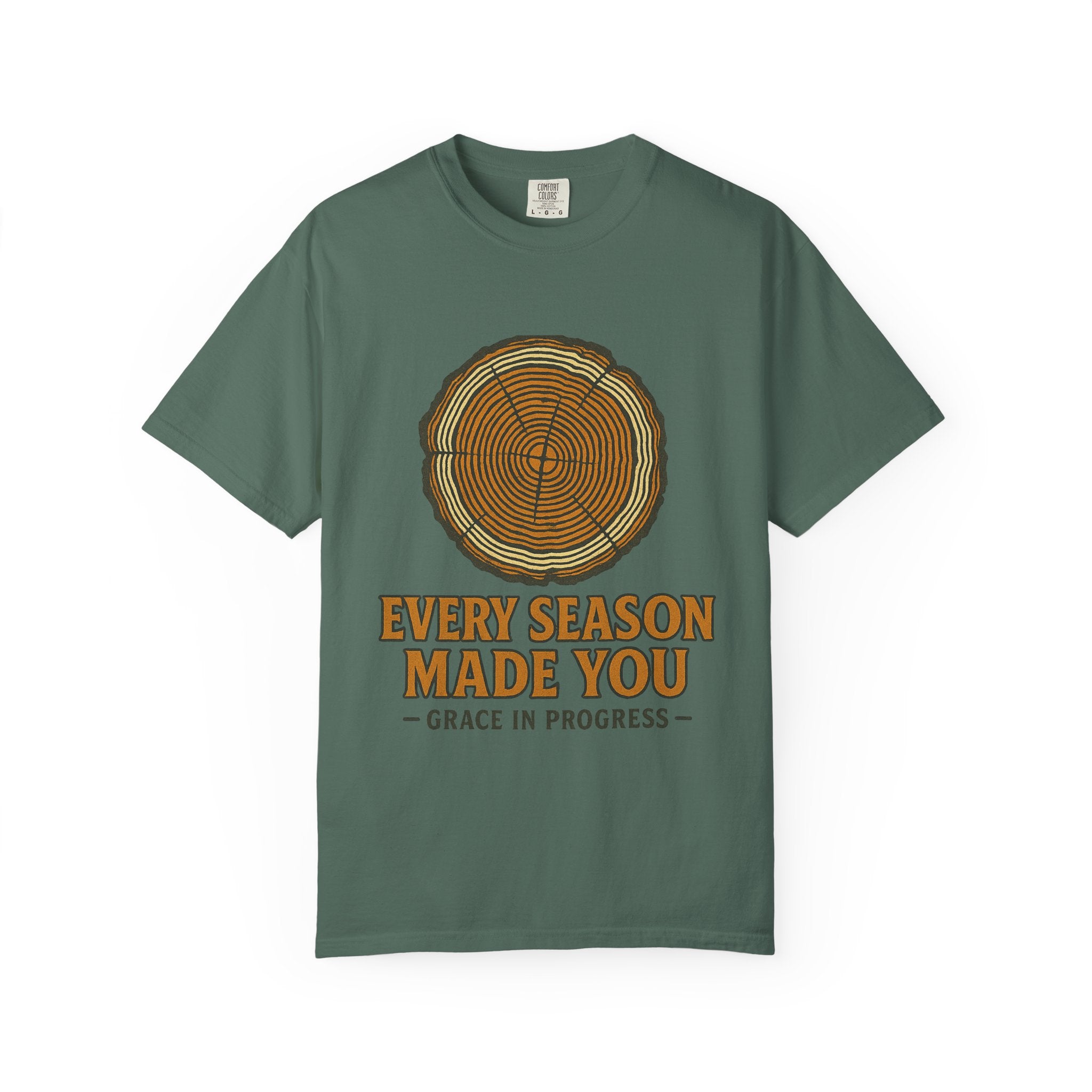 Every Season Made You Vintage Tree Ring Faith T-Shirt | Grace In Progress | Recovery Resilience Apparel