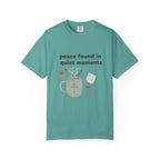 Grace in Progress Anxiety Faith T-Shirt — Peace Found in Quiet Moments — Vintage Christian Tea Mug Tee for Women | Calm Faith Design