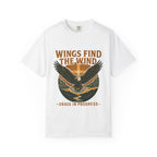 Wings Find The Wind | Vintage Eagle Sunrise Faith Tee | Grace In Progress | Christian Outdoor Apparel | Hope Resilience Recovery Shirt