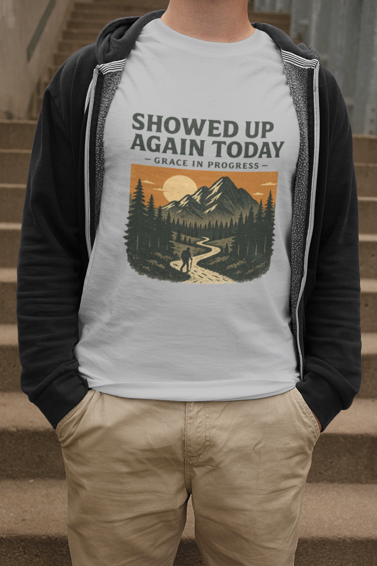 Showed Up Again Today — Vintage Mountain Tee