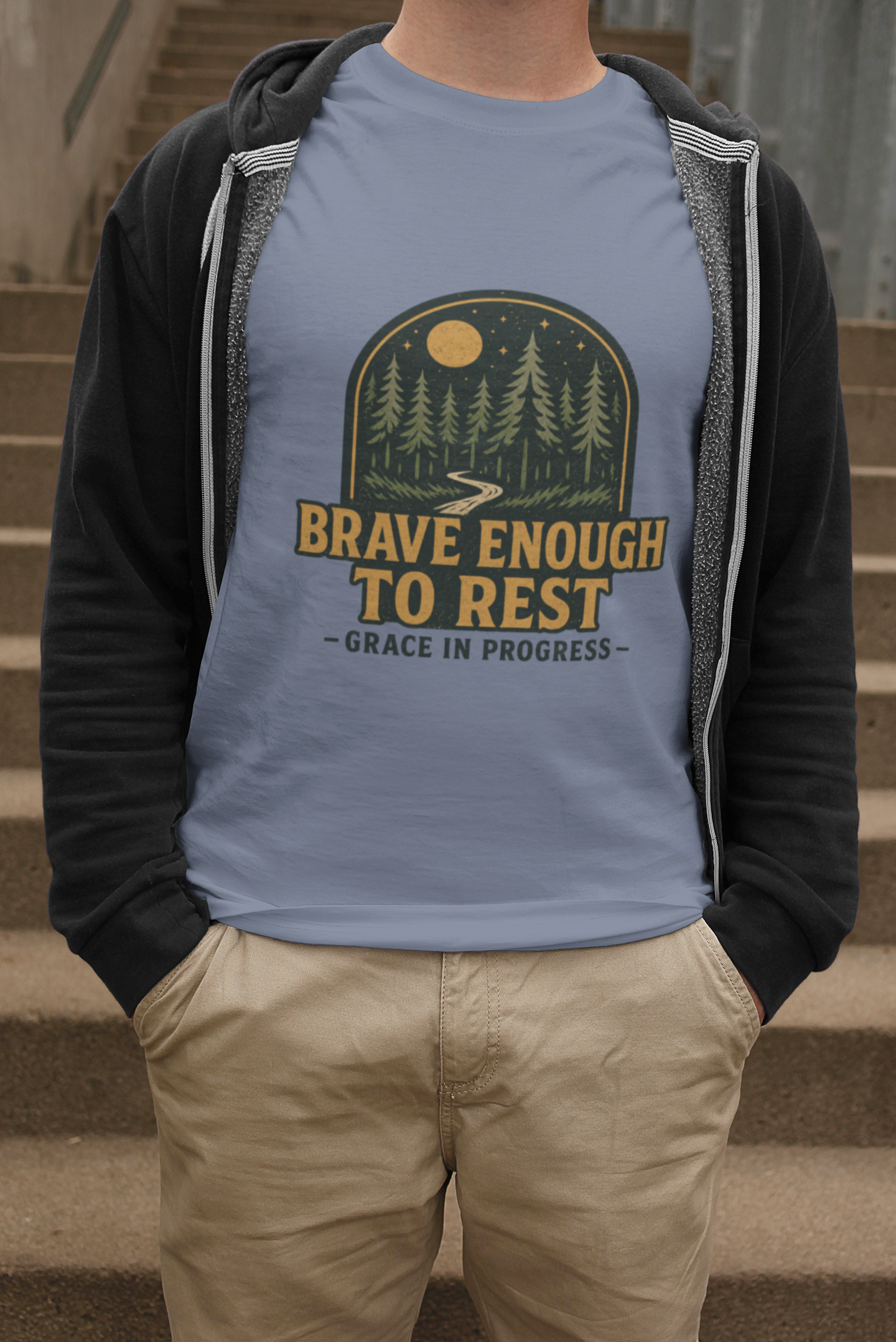 Brave Enough to Rest — Moonlit Badge Tee