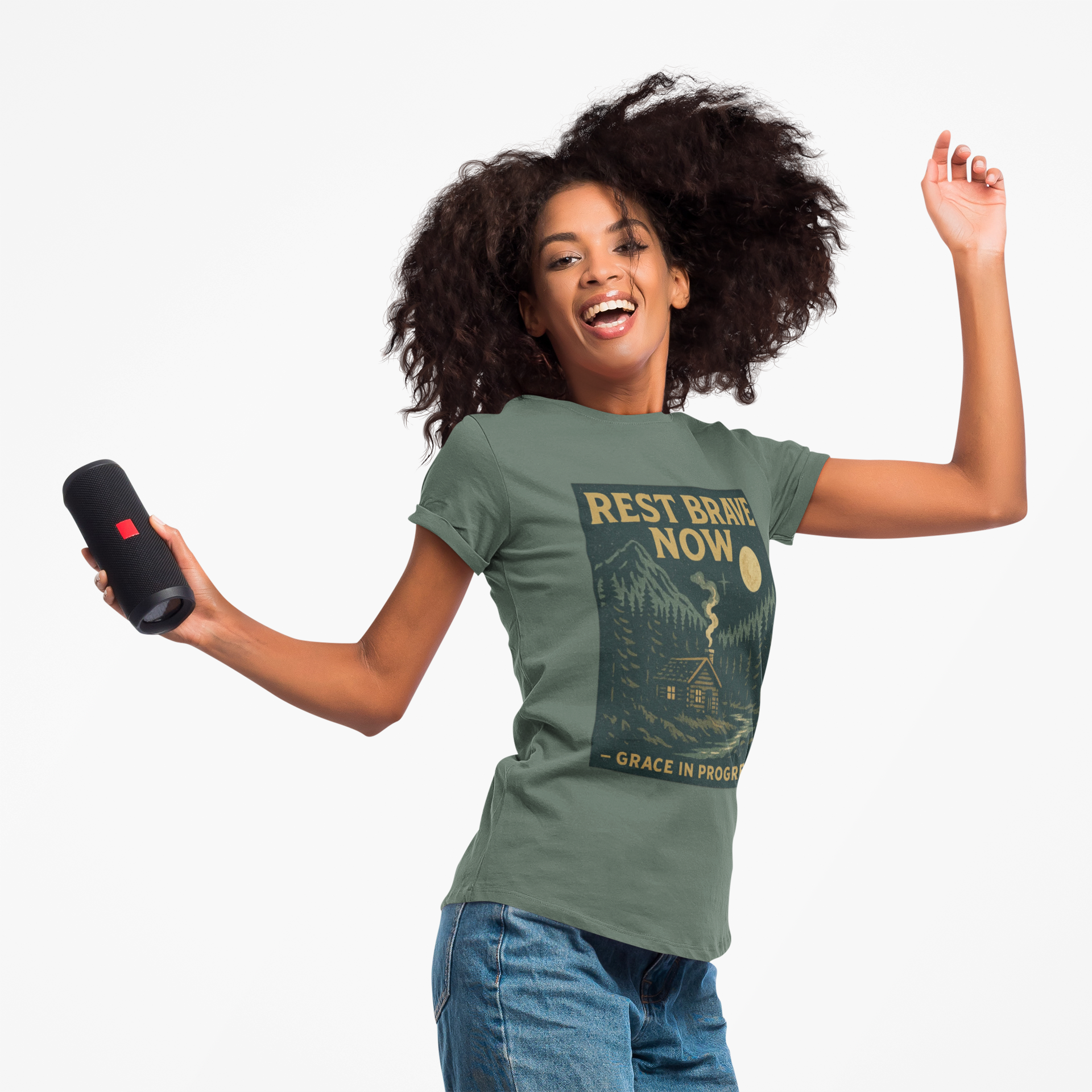 Rest Is Brave Now — Moonlit Cabin Tee