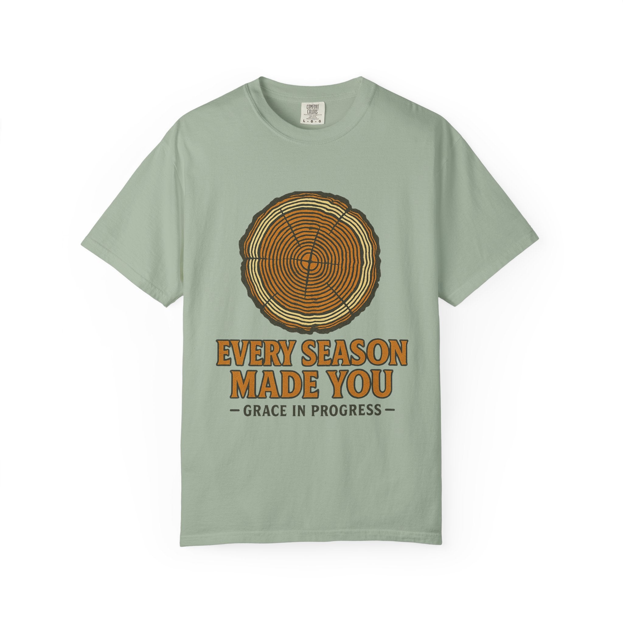 Every Season Made You Vintage Tree Ring Faith T-Shirt | Grace In Progress | Recovery Resilience Apparel