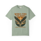 Wings Find The Wind | Vintage Eagle Sunrise Faith Tee | Grace In Progress | Christian Outdoor Apparel | Hope Resilience Recovery Shirt