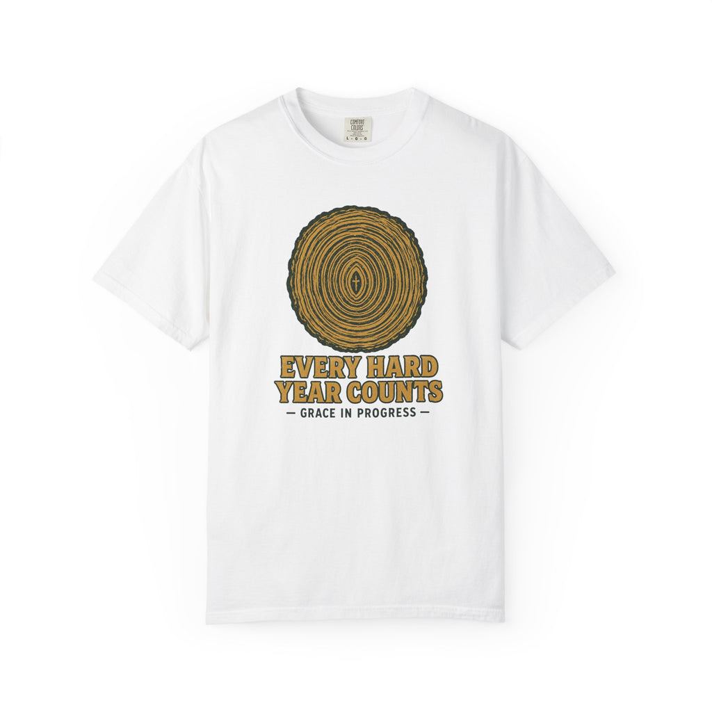 Every Hard Year Counts | Tree Ring Vintage Faith Tee | Grace In Progress | Christian Outdoor Apparel | Growth Resilience Shirt