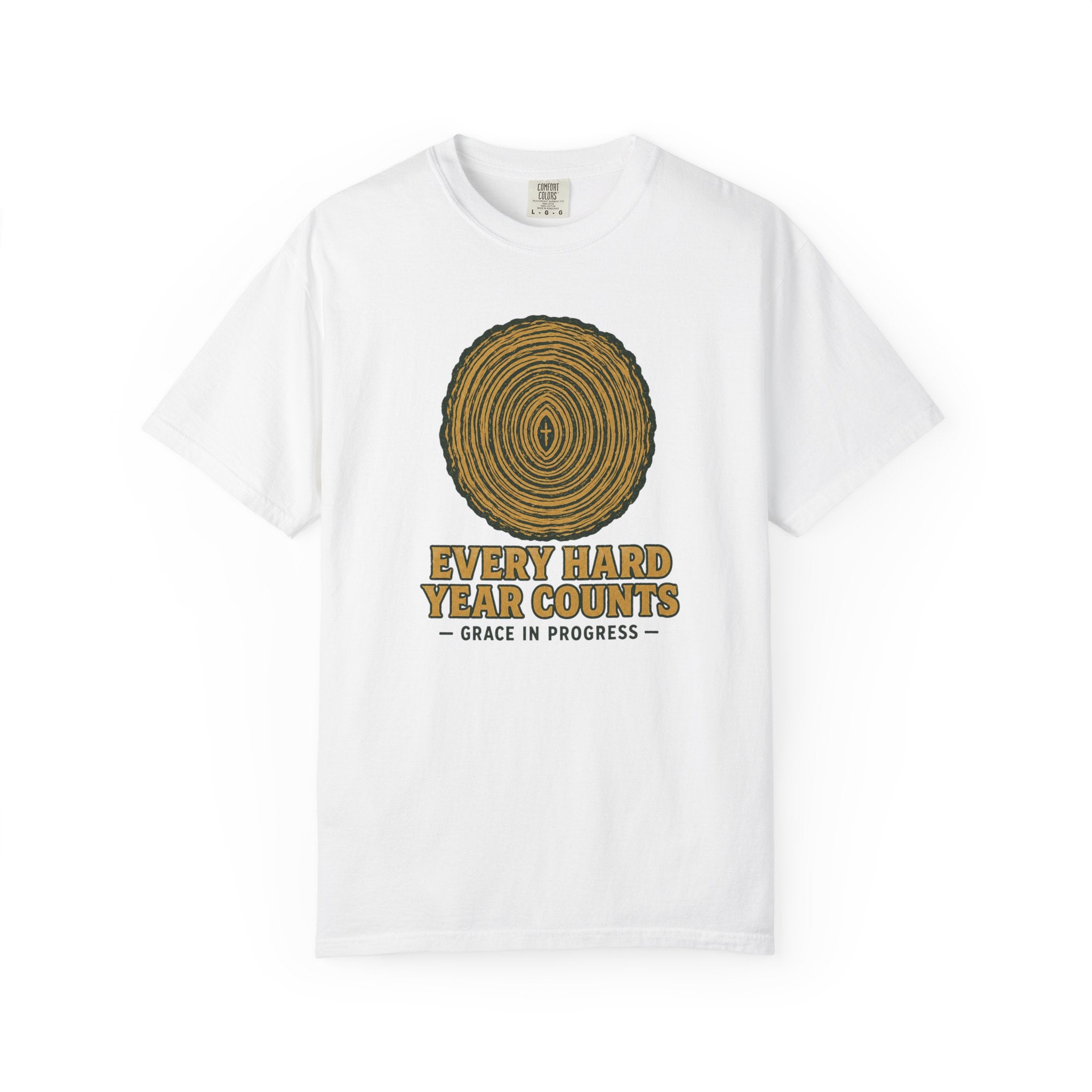 Every Hard Year Counts | Tree Ring Vintage Faith Tee | Grace In Progress | Christian Outdoor Apparel | Growth Resilience Shirt