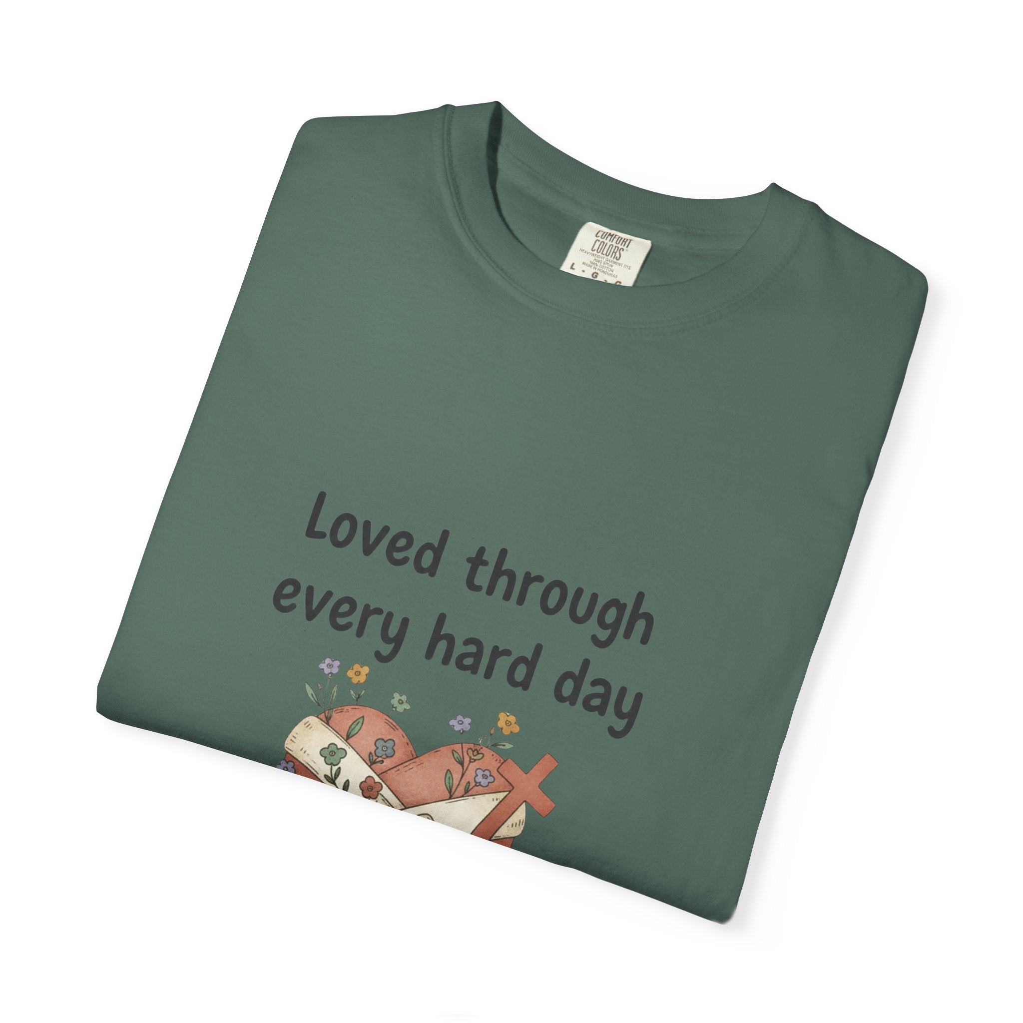 Grace in Progress Christian T-Shirt — Loved Through Every Hard Day — Faith & Mental Health Tee | Bandaged Heart Vintage Illustration