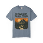 Showed Up Again Today Vintage Mountain T-Shirt | Faith Outdoor Apparel | Hiking Tee | Grace In Progress | Mental Health Encouragement Gift