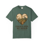 Cracked Open Not Broken Kintsugi Heart T-Shirt | Vintage Outdoor Faith Tee | Healing Journey Gift | Grace In Progress | Mental Health Apparel