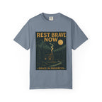 Rest Is Brave Now Vintage Cabin T-Shirt | Faith Outdoor Apparel | Burnout Rest Encouragement Shirt | Moonlit Cabin Tee | Grace In Progress