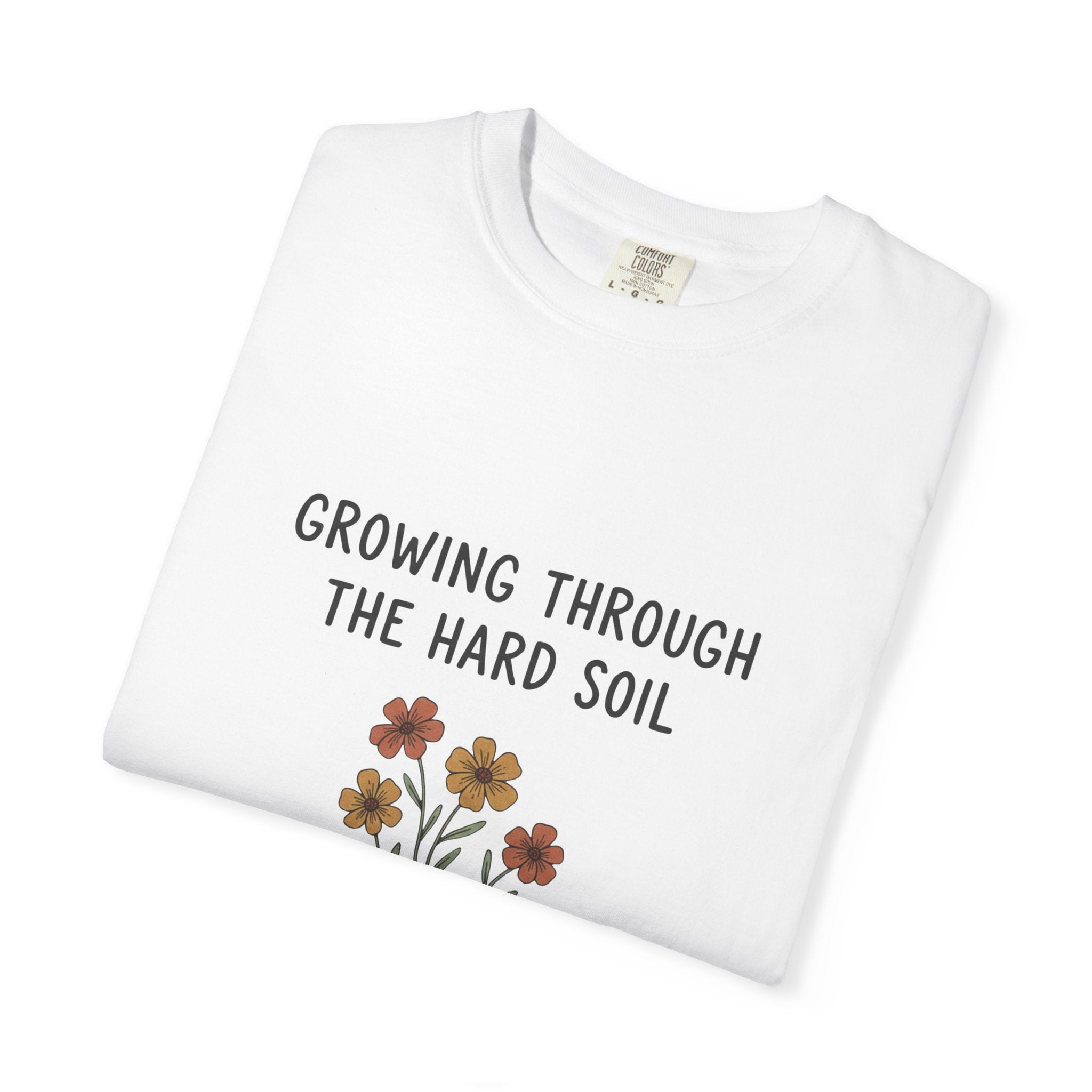 Grace in Progress Faith T-Shirt — Growing Through the Hard Soil — Vintage Terracotta Plant Christian Tee | Healing & Growth Design for Women
