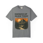 Showed Up Again Today Vintage Mountain T-Shirt | Faith Outdoor Apparel | Hiking Tee | Grace In Progress | Mental Health Encouragement Gift