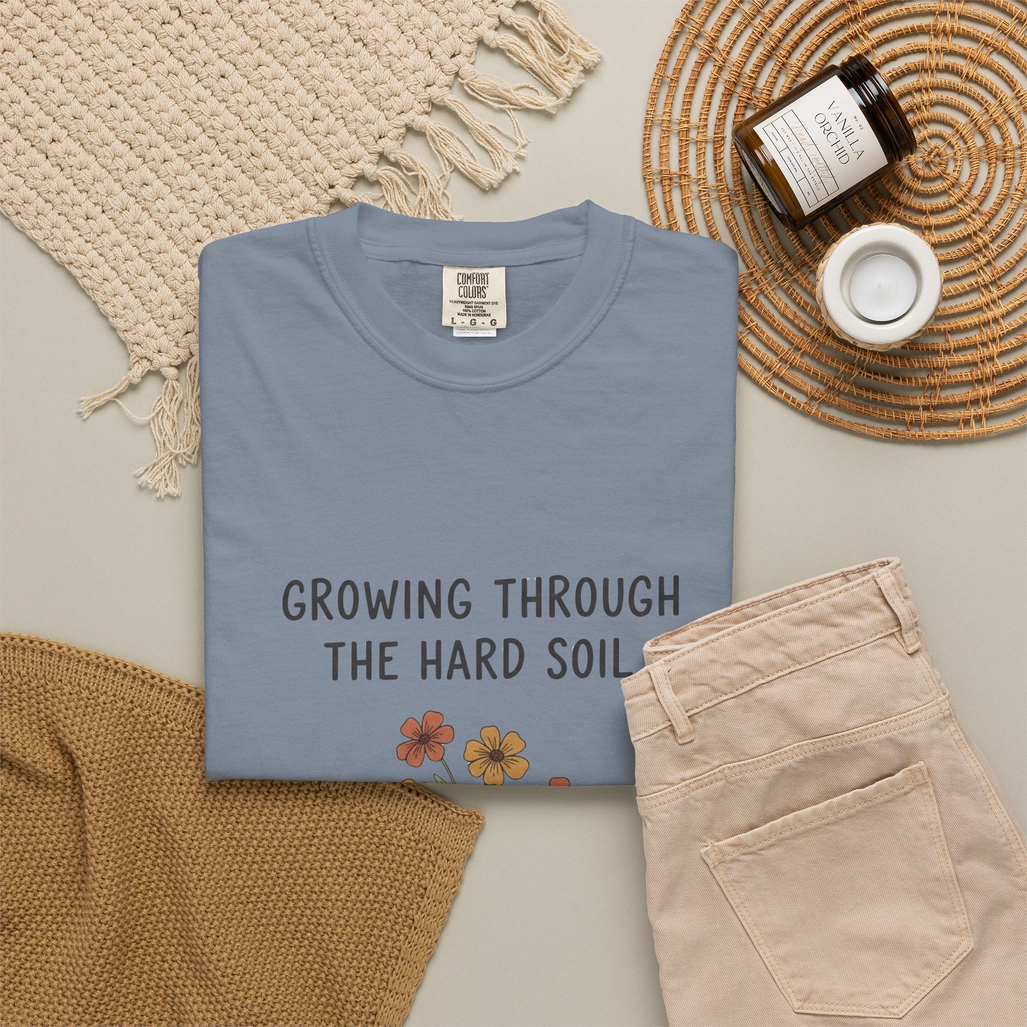 Grace in Progress Faith T-Shirt — Growing Through the Hard Soil — Vintage Terracotta Plant Christian Tee | Healing & Growth Design for Women
