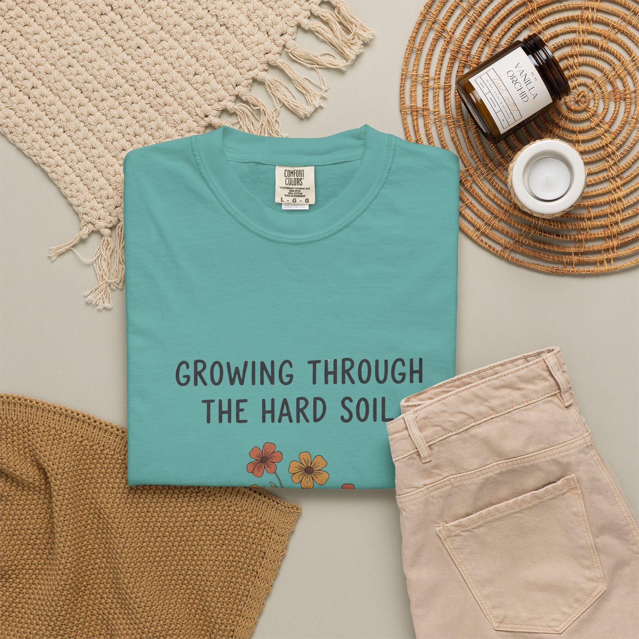 Grace in Progress Faith T-Shirt — Growing Through the Hard Soil — Vintage Terracotta Plant Christian Tee | Healing & Growth Design for Women