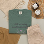 Grace in Progress Faith T-Shirt — Still Becoming Something Beautiful — Vintage Wildflower Christian Tee for Women Healing & Growing