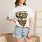 Whole In The Cracks Kintsugi Heart Landscape T-Shirt | Faith Healing Apparel | Recovery Gift | Vintage Screen Print Tee | Grace In Progress