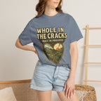 Whole In The Cracks Kintsugi Heart Landscape T-Shirt | Faith Healing Apparel | Recovery Gift | Vintage Screen Print Tee | Grace In Progress