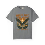 Wings Find The Wind | Vintage Eagle Sunrise Faith Tee | Grace In Progress | Christian Outdoor Apparel | Hope Resilience Recovery Shirt