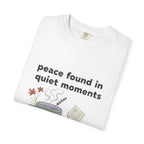 Grace in Progress Anxiety Faith T-Shirt — Peace Found in Quiet Moments — Vintage Christian Tea Mug Tee for Women | Calm Faith Design