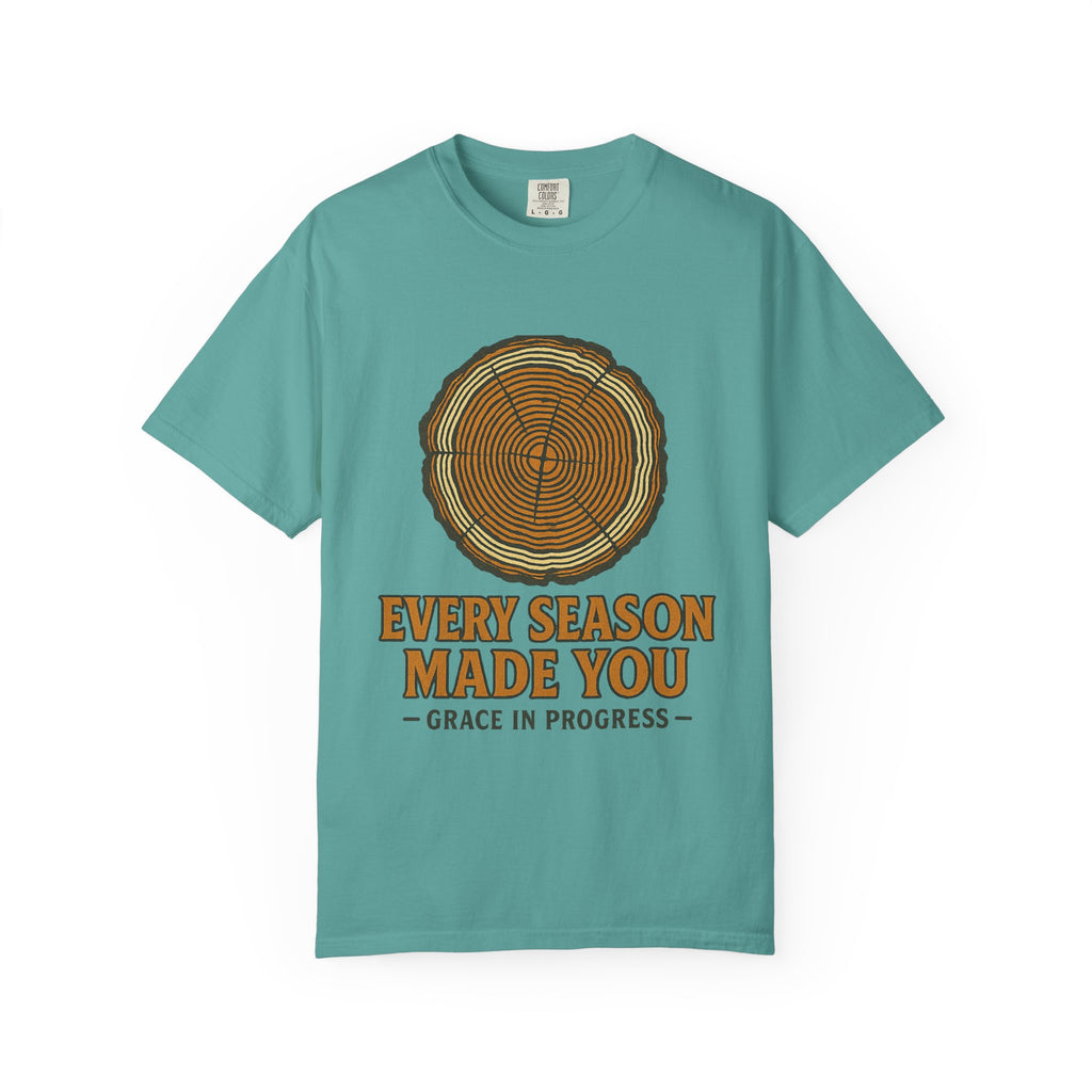 Every Season Made You Vintage Tree Ring Faith T-Shirt | Grace In Progress | Recovery Resilience Apparel