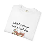 Grace in Progress Christian T-Shirt — Loved Through Every Hard Day — Faith & Mental Health Tee | Bandaged Heart Vintage Illustration