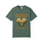 Gold Through Every Crack | Kintsugi Heart Vintage Faith Tee | Grace In Progress | Healing Grief Recovery Shirt | Christian Mental Health Apparel