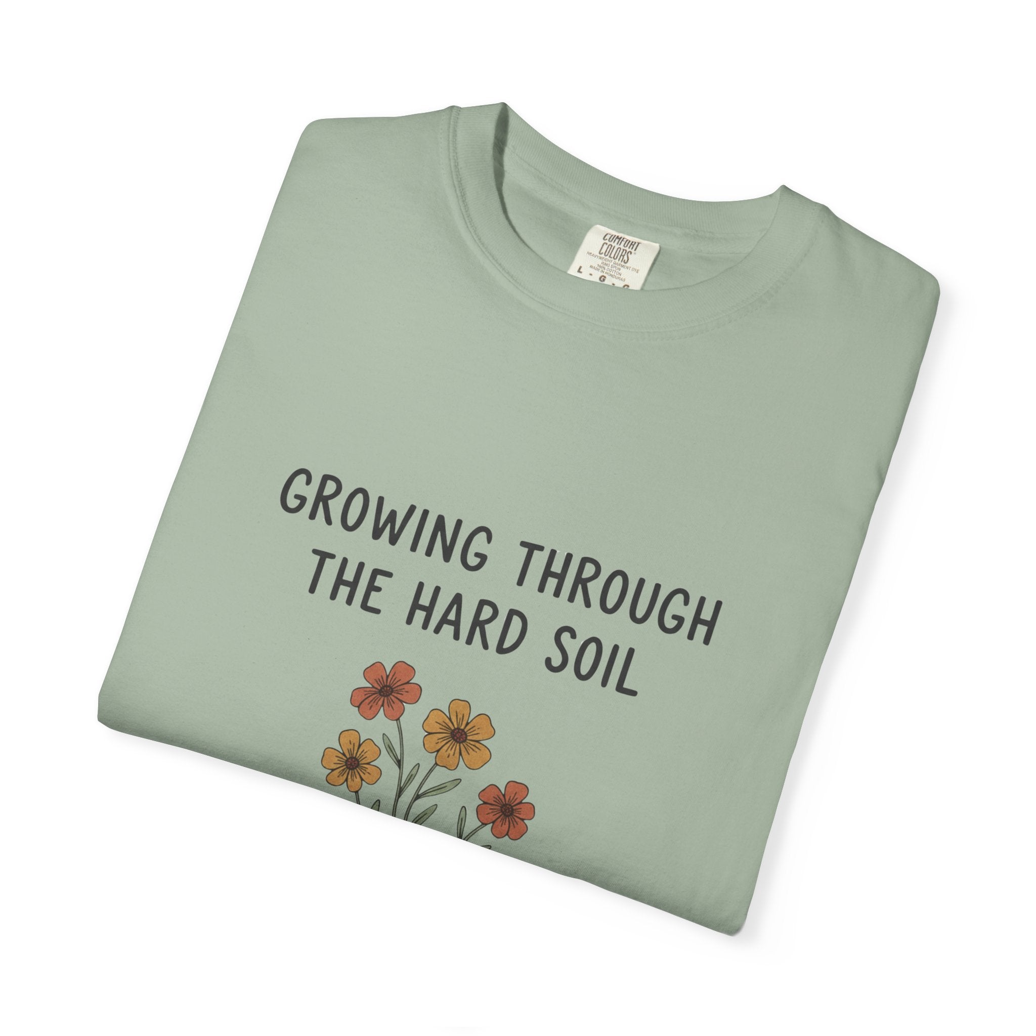 Grace in Progress Faith T-Shirt — Growing Through the Hard Soil — Vintage Terracotta Plant Christian Tee | Healing & Growth Design for Women