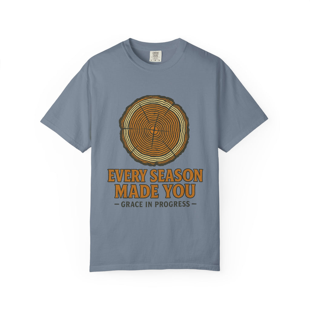 Every Season Made You Vintage Tree Ring Faith T-Shirt | Grace In Progress | Recovery Resilience Apparel