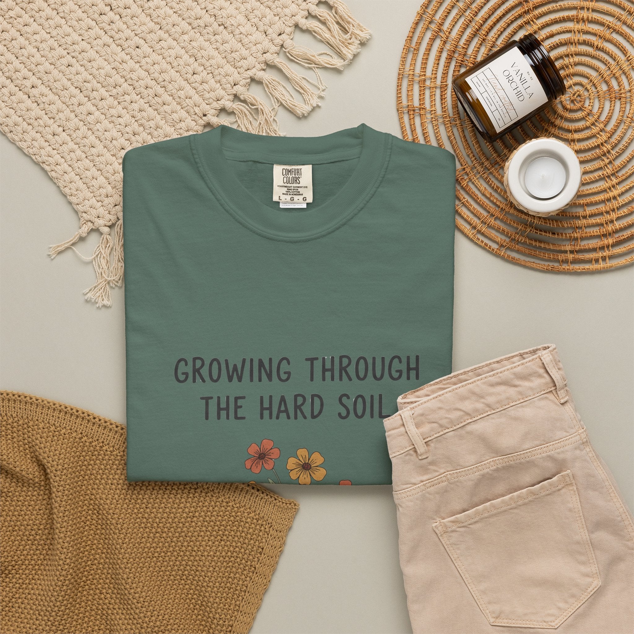 Grace in Progress Faith T-Shirt — Growing Through the Hard Soil — Vintage Terracotta Plant Christian Tee | Healing & Growth Design for Women
