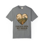Cracked Open Not Broken Kintsugi Heart T-Shirt | Vintage Outdoor Faith Tee | Healing Journey Gift | Grace In Progress | Mental Health Apparel