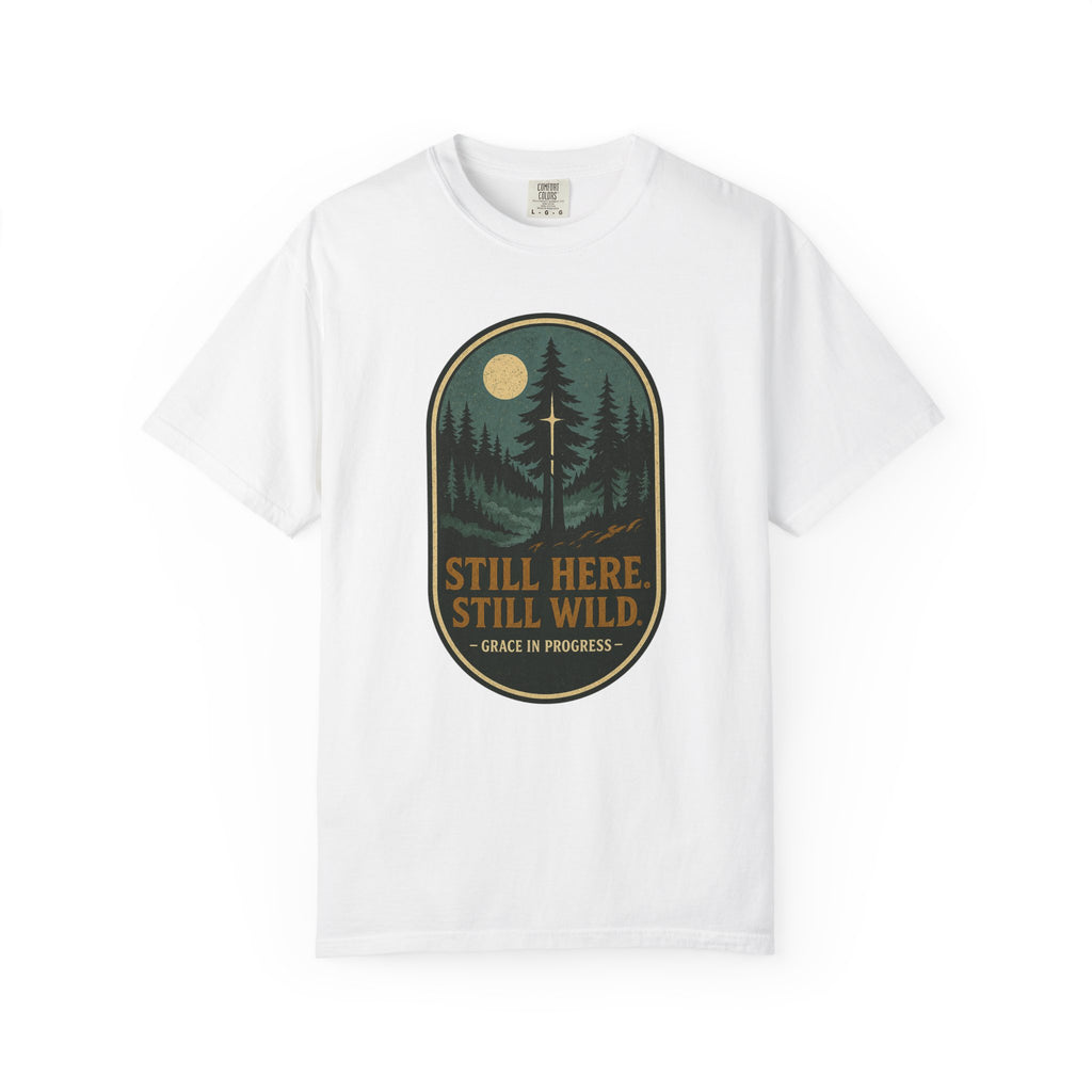 Still Standing After All | Vintage Outdoor Faith T-Shirt | Grace In Progress | Christian Nature Apparel | Grief Recovery Resilience Tee
