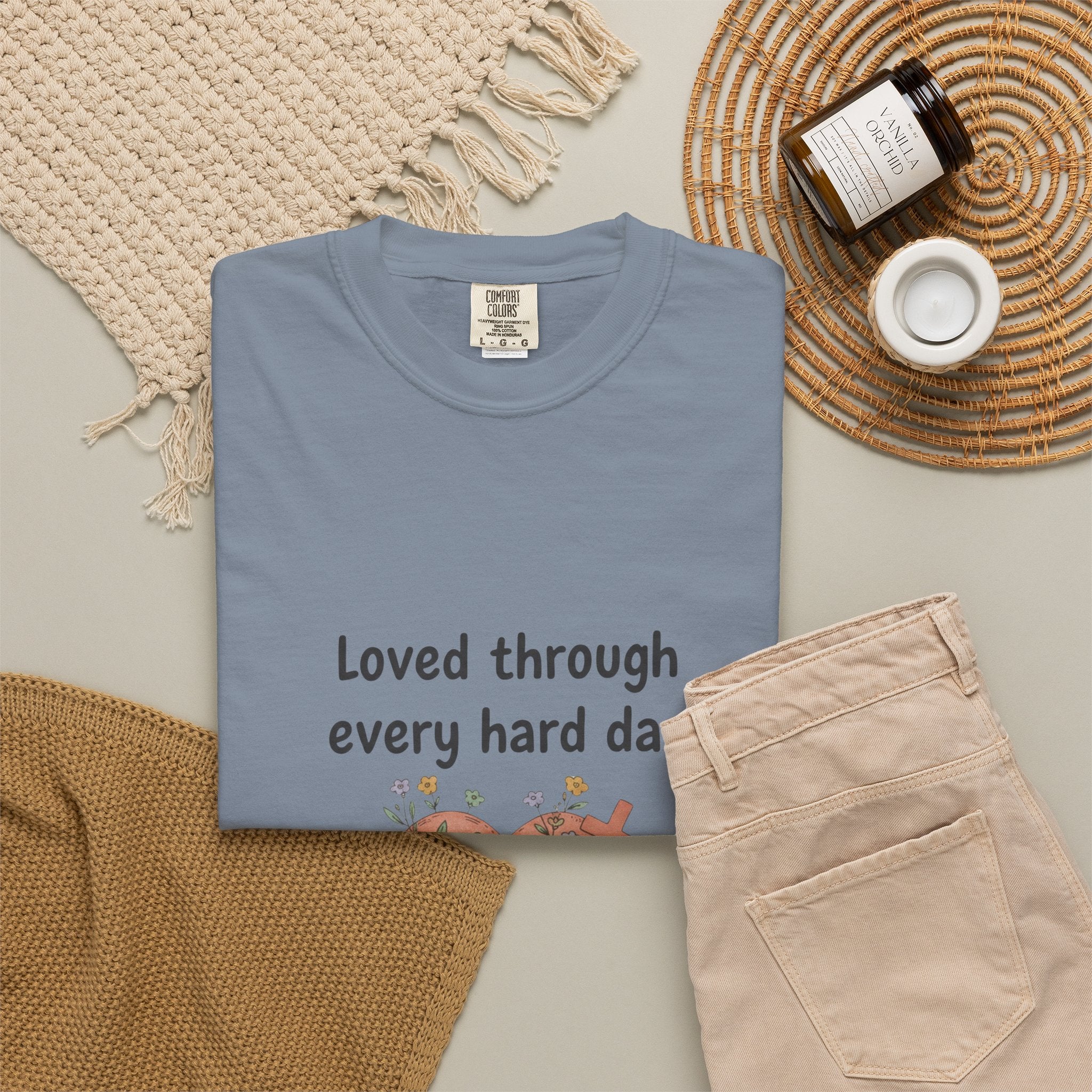 Grace in Progress Christian T-Shirt — Loved Through Every Hard Day — Faith & Mental Health Tee | Bandaged Heart Vintage Illustration