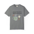 Grace in Progress Anxiety Faith T-Shirt — Peace Found in Quiet Moments — Vintage Christian Tea Mug Tee for Women | Calm Faith Design