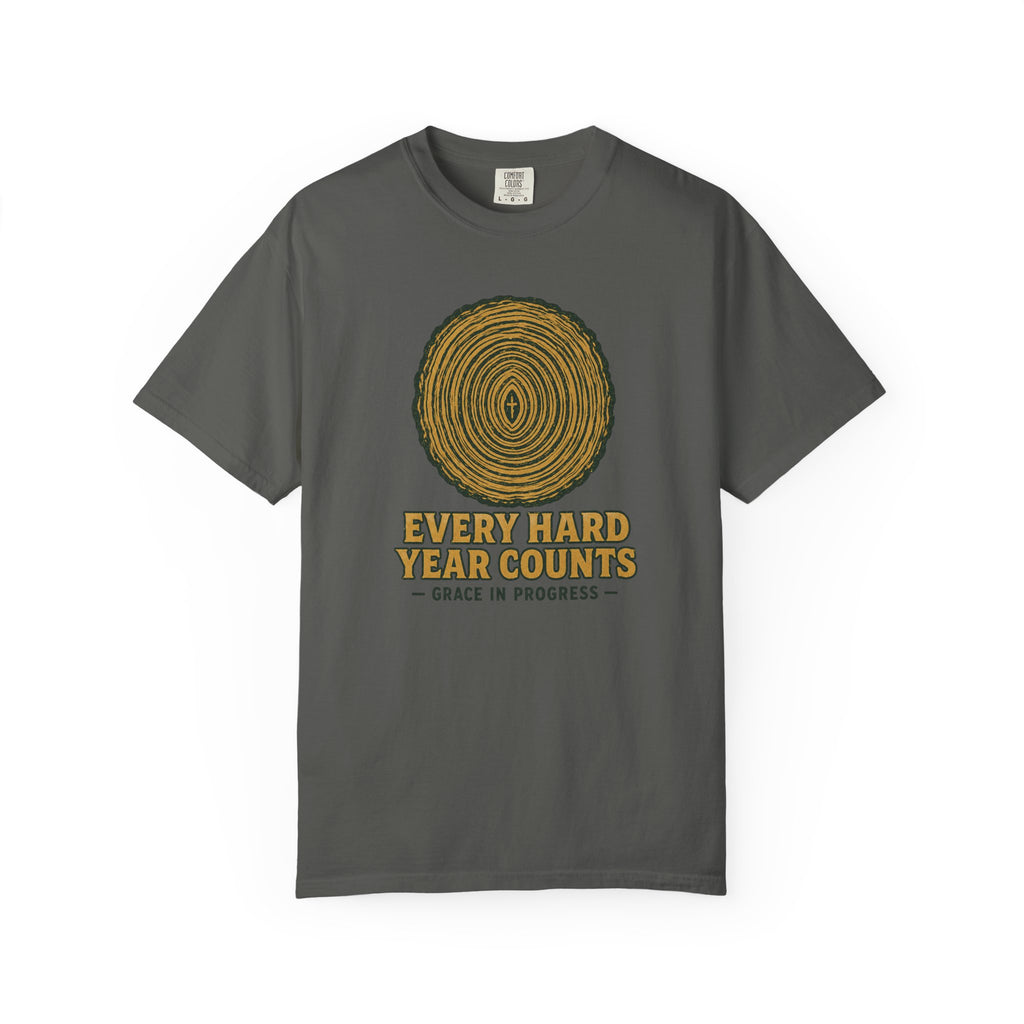 Every Hard Year Counts | Tree Ring Vintage Faith Tee | Grace In Progress | Christian Outdoor Apparel | Growth Resilience Shirt